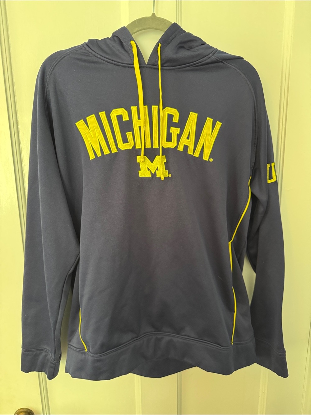 Michigan Men's Navy Hoodie with Maize Logo